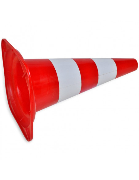 Set 10 Coni Stradali Segnaletici Riflettenti Rosso e Bianco 50 cm