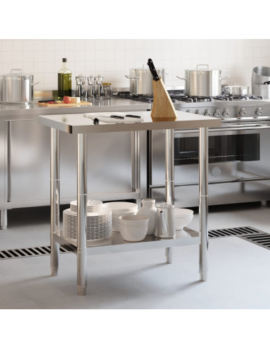 Tavolo da Lavoro da Cucina 82,5x55x85cm in Acciaio Inossidabile