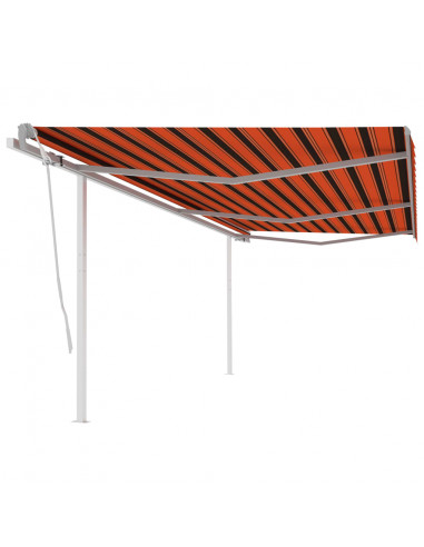 Tenda da Sole Retrattile Manuale con Pali 6x3 m Arancio Marrone