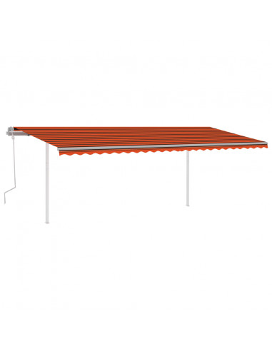 Tenda da Sole Retrattile Manuale con Pali 6x3 m Arancio Marrone