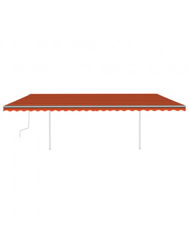 Tenda da Sole Retrattile Manuale con Pali 6x3 m Arancio Marrone
