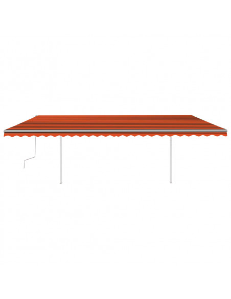 Tenda da Sole Retrattile Manuale con Pali 6x3 m Arancio Marrone