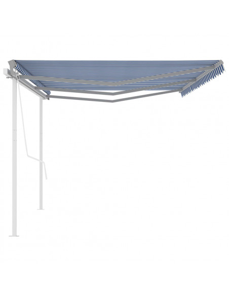 Tenda da Sole Retrattile Automatica con Pali 6x3 m Blu e Bianca