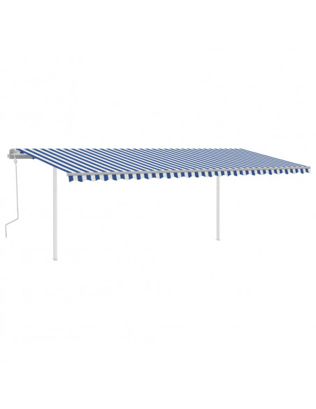 Tenda da Sole Retrattile Manuale con LED 6x3,5 m Blu e Bianca