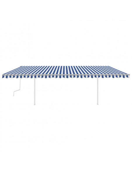 Tenda da Sole Retrattile Manuale con LED 6x3,5 m Blu e Bianca
