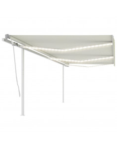 Tenda da Sole Retrattile Manuale con LED 6x3,5 m Crema 2