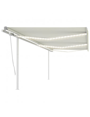 Tenda da Sole Retrattile Manuale con LED 6x3,5 m Crema