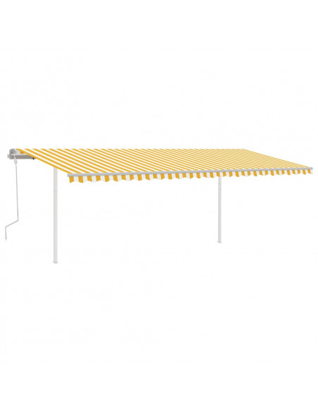 Tenda da Sole Retrattile Manuale con LED 6x3,5 m Gialla Bianca