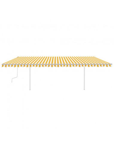 Tenda da Sole Retrattile Manuale con LED 6x3,5 m Gialla Bianca