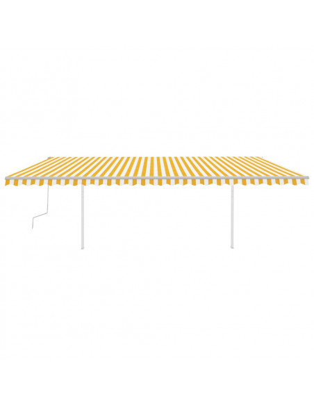Tenda da Sole Retrattile Manuale con LED 6x3,5 m Gialla Bianca