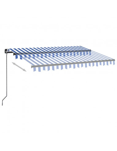 Tenda da Sole Retrattile Manuale con LED 350x250cm Blu e Bianca