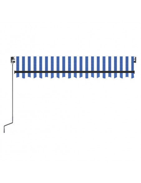 Tenda da Sole Retrattile Manuale con LED 350x250cm Blu e Bianca