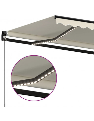 Tenda da Sole Retrattile Manuale con LED 350x250 cm Crema