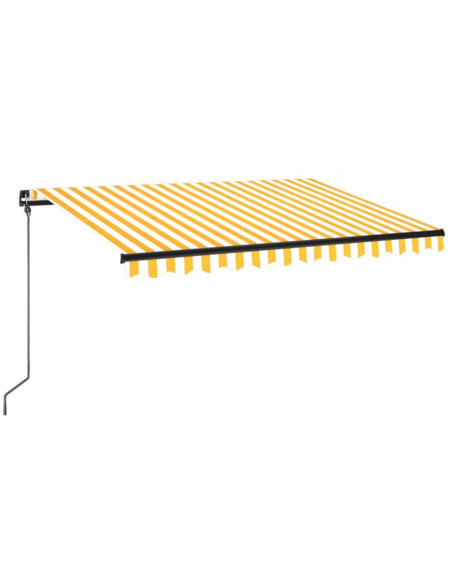 Tenda da Sole Retrattile Manuale LED 350x250 cm Gialla e Bianca