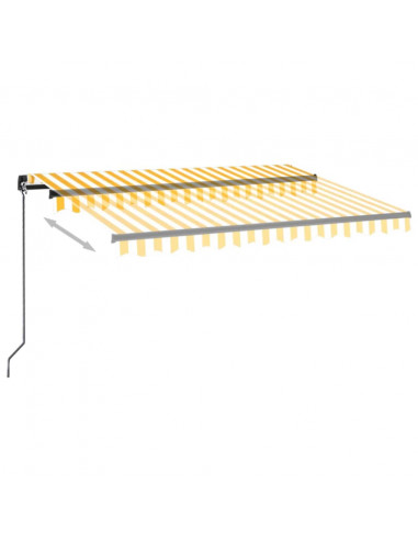 Tenda da Sole Retrattile Manuale LED 350x250 cm Gialla e Bianca