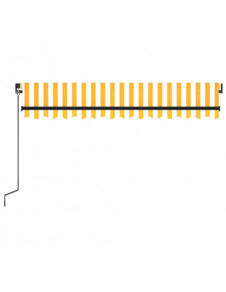 Tenda da Sole Retrattile Manuale LED 350x250 cm Gialla e Bianca