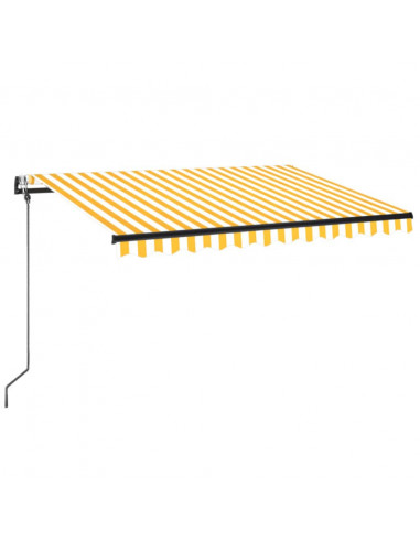 Tenda Automatica Sensore Vento e LED 350x250 cm Gialla Bianca