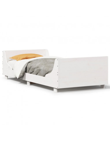 Letto senza Materasso Bianco 75x190 in Legno Massello di Pino
