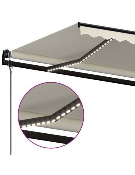 Tenda Automatica con Sensore Vento e LED 450x300 cm Crema
