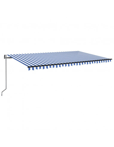 Tenda Automatica con Sensore Vento e LED 500x300 cm Blu Bianca