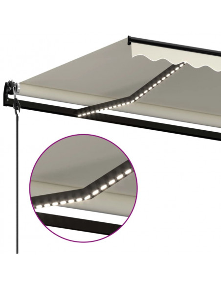 Tenda Automatica con Sensore Vento e LED 500x300 cm Crema