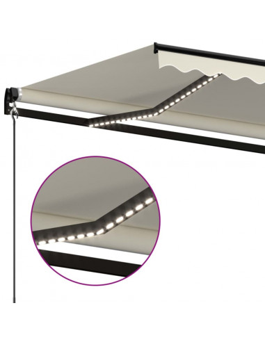 Tenda da Sole Retrattile Manuale con LED 400x350 cm Crema