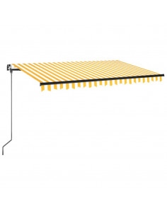 Tenda da Sole Retrattile Manuale LED 400x350 cm Giallo Bianco 2