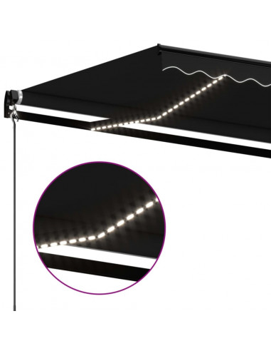 Tenda da Sole Retrattile Manuale con LED 400x350 cm Antracite