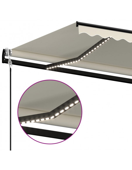 Tenda Automatica con Sensore Vento e LED 400x350 cm Crema