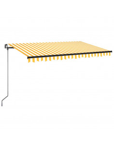Tenda da Sole Retrattile Manuale LED 450x350 cm Giallo Bianco 2