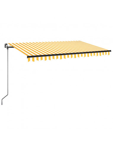 Tenda da Sole Retrattile Manuale LED 450x350 cm Giallo Bianco