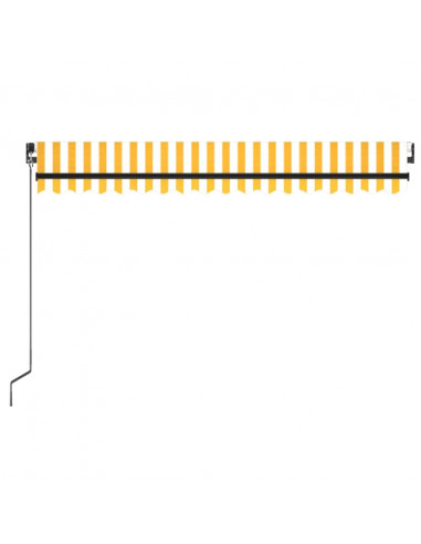 Tenda da Sole Retrattile Manuale LED 450x350 cm Giallo Bianco