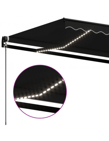 Tenda da Sole Retrattile Manuale LED 450x350 cm Antracite