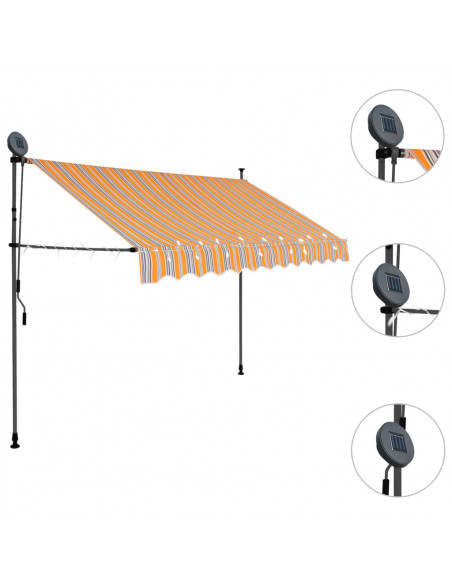 Tenda da Sole Retrattile Manuale con LED 300 cm Gialla e Blu