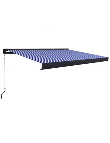 Tenda a Cassonetto Manuale 450x300 cm Blu e Bianca