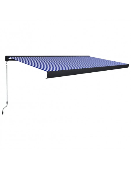 Tenda a Cassonetto Manuale 500x300 cm Blu e Bianca