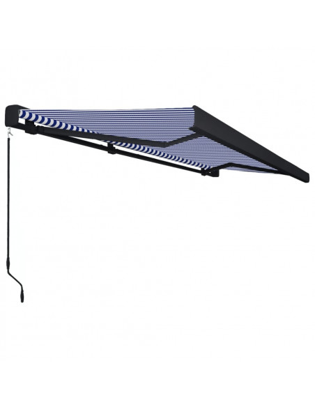 Tenda a Cassonetto Manuale 500x300 cm Blu e Bianca