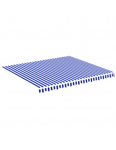 Tessuto di Ricambio per Tenda da Sole Blu e Bianco 4x3,5 m 2