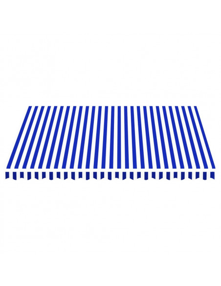 Tessuto di Ricambio per Tenda da Sole Blu e Bianco 4x3,5 m