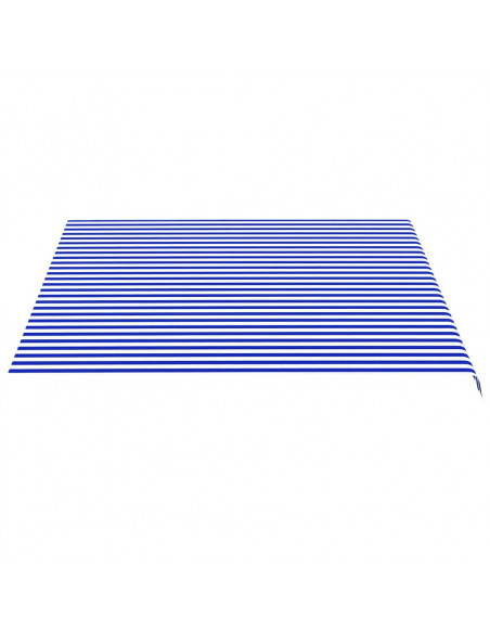 Tessuto di Ricambio per Tenda da Sole Blu e Bianco 4x3,5 m