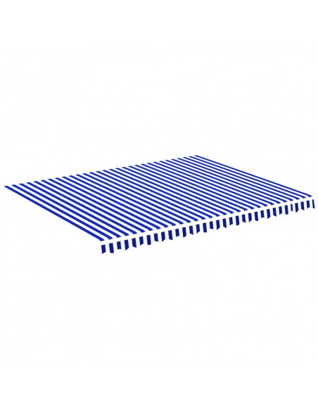 Tessuto di Ricambio per Tenda da Sole Blu e Bianco 4,5x3,5 m