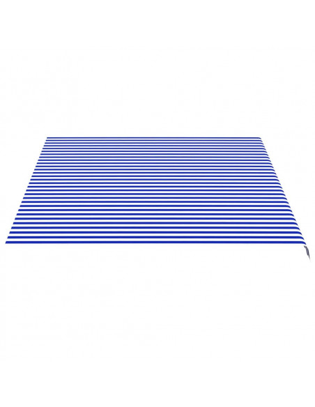 Tessuto di Ricambio per Tenda da Sole Blu e Bianco 4,5x3,5 m