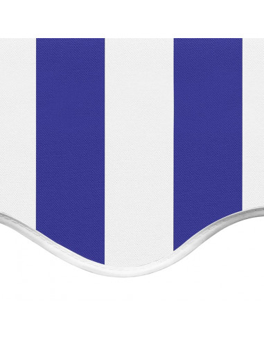 Tessuto di Ricambio per Tenda da Sole Blu e Bianco 4,5x3,5 m