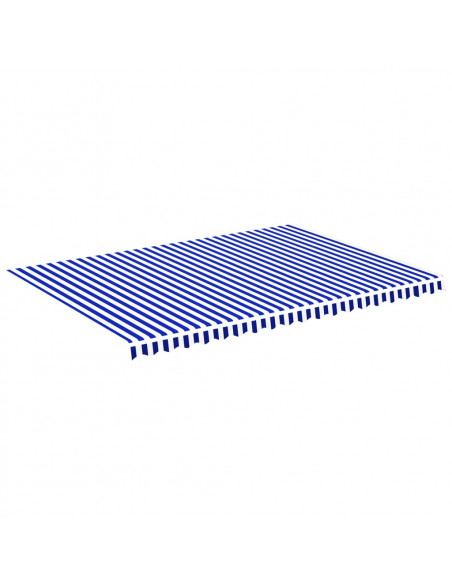 Tessuto di Ricambio per Tenda da Sole Blu e Bianco 5x3,5 m