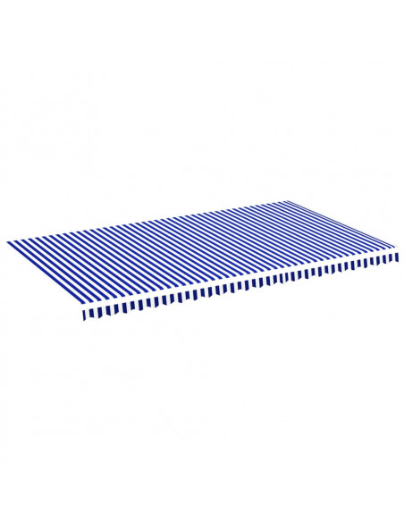 Tessuto di Ricambio per Tenda da Sole Blu e Bianco 6x3,5 m