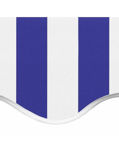 Tessuto di Ricambio per Tenda da Sole Blu e Bianco 6x3,5 m