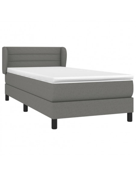 Giroletto a Molle con Materasso Grigio Scuro 90x200 cm Tessuto