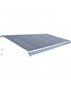 Tenda da Sole Pieghevole Manuale 600 cm Blu/Bianca 2