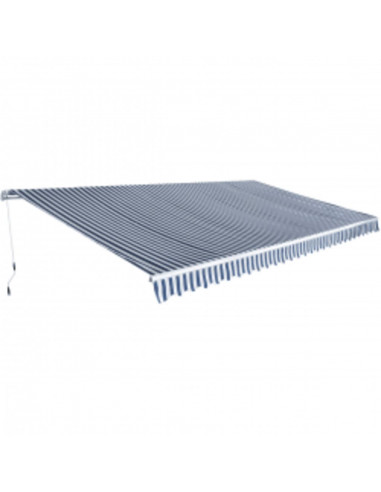 Tenda da Sole Pieghevole Manuale 600 cm Blu/Bianca