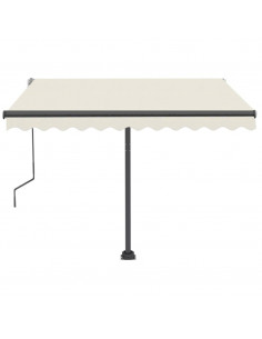 Tenda da Sole Retrattile Manuale con LED 350x250 cm Crema 2